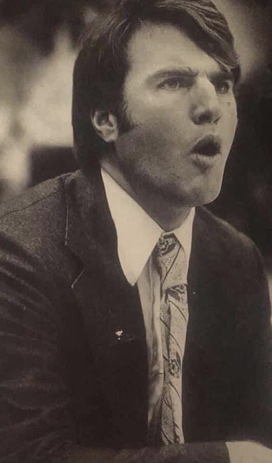 Coach Bob Hawking coaching from the sideline