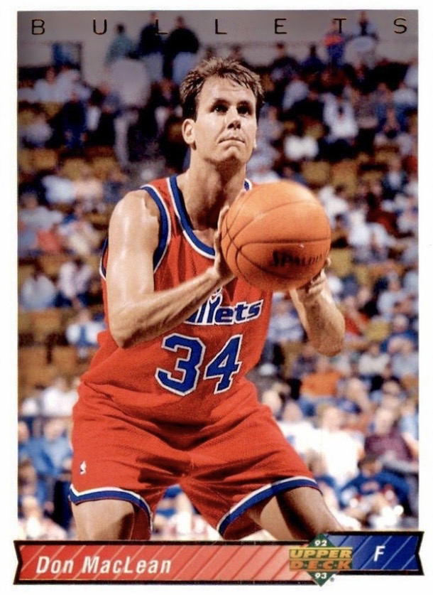Don MacLean — Washington Bullets NBA Upper Deck trading card 1992-93